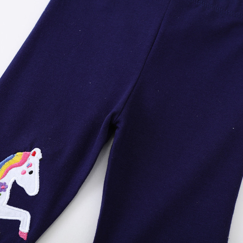 Mädchen Leggings mit bunten Einhorn-Applikationen