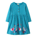 Mädchen Langarmkleid mit verspieltem Vogel-Design
