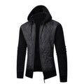 Herren nan gesteppte Kapuzenjacke mit wattierter Front, Strickärmeln und Teddyfutter