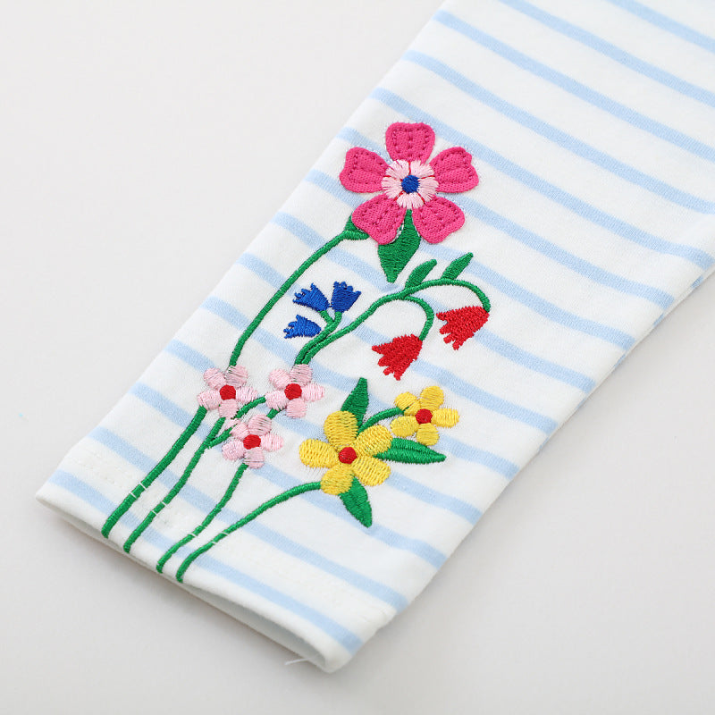 Mädchen Leggings mit buntem Blütenstickdesign