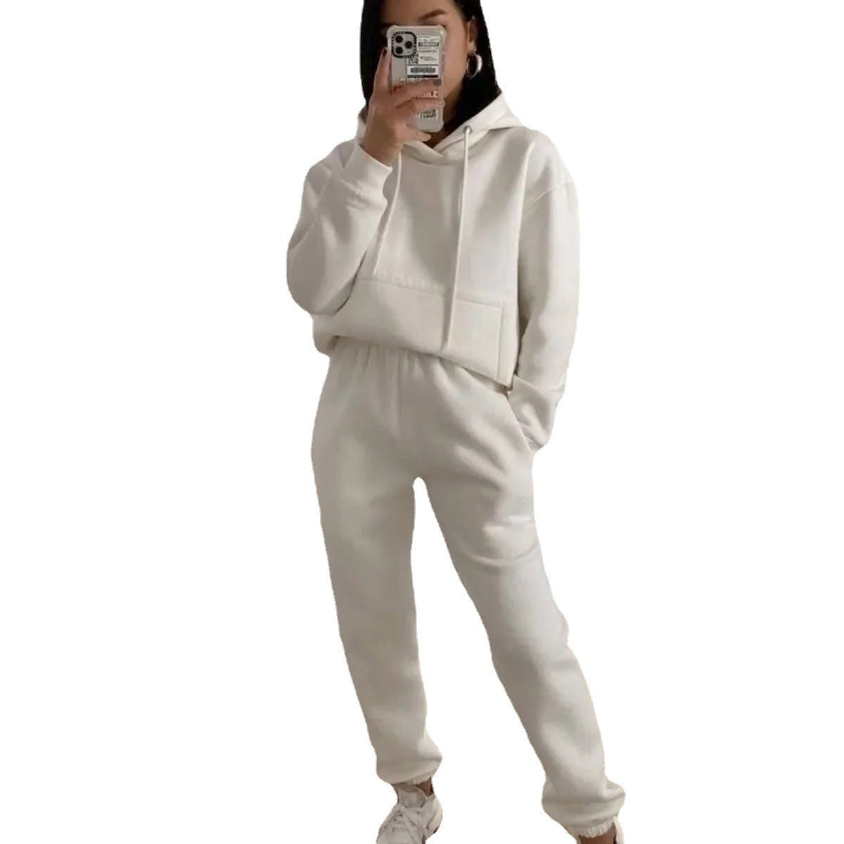 Damen nan kuscheliger Oversize-Kapuzenpullover und Highwaist-Jogginghose Set