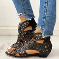 Damen Kunstleder-Sandalen mit Cut-Out-Design und Schnürung Selmira