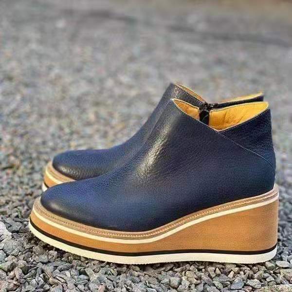 Damen nan Keilabsatz-Stiefelette mit verstecktem Plateau und elastischen Einstiegsleisten