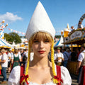 Damen nan traditionelle Trachtenhaube aus Baumwollvelours mit feinem Spitzenrand für Dirndl