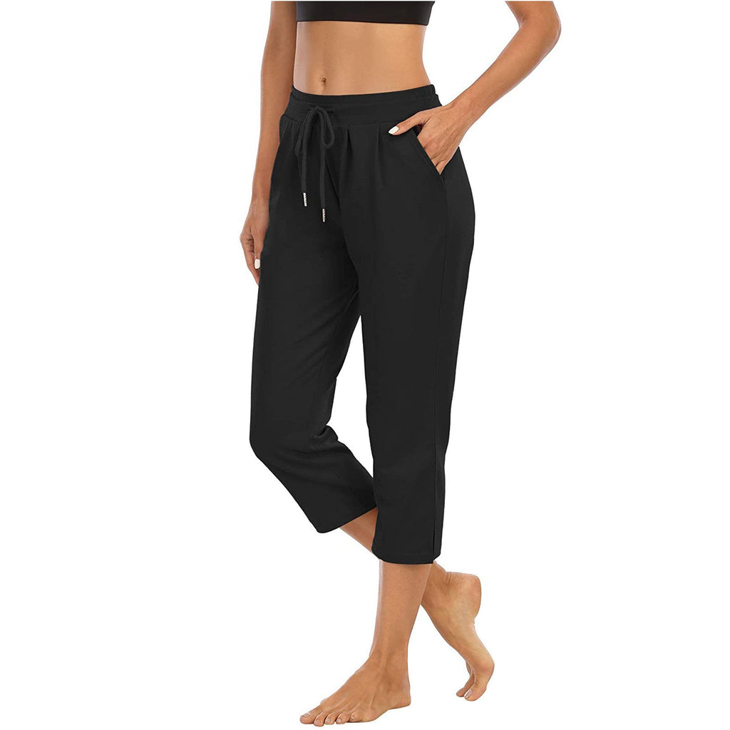 Damen nan komfortable Loungehose mit hohem Bund Tunnelzug Seitentaschen und leichtem Stretch