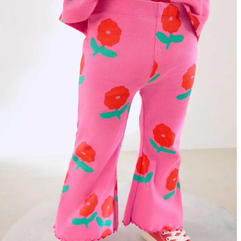 Mädchen Schlagleggings mit fröhlichem Blumenmuster