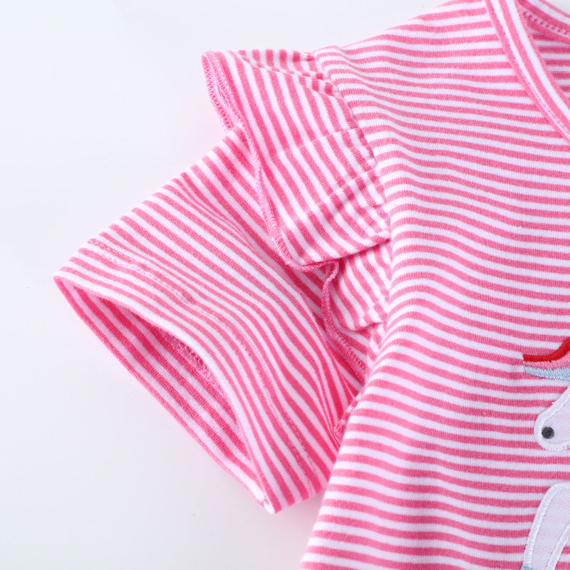 Mädchen T-Shirt mit zauberhaftem Einhorn-Motiv und Rüschendetail