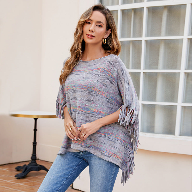 Damen kuscheliger Poncho mit fransigen Details Selmira