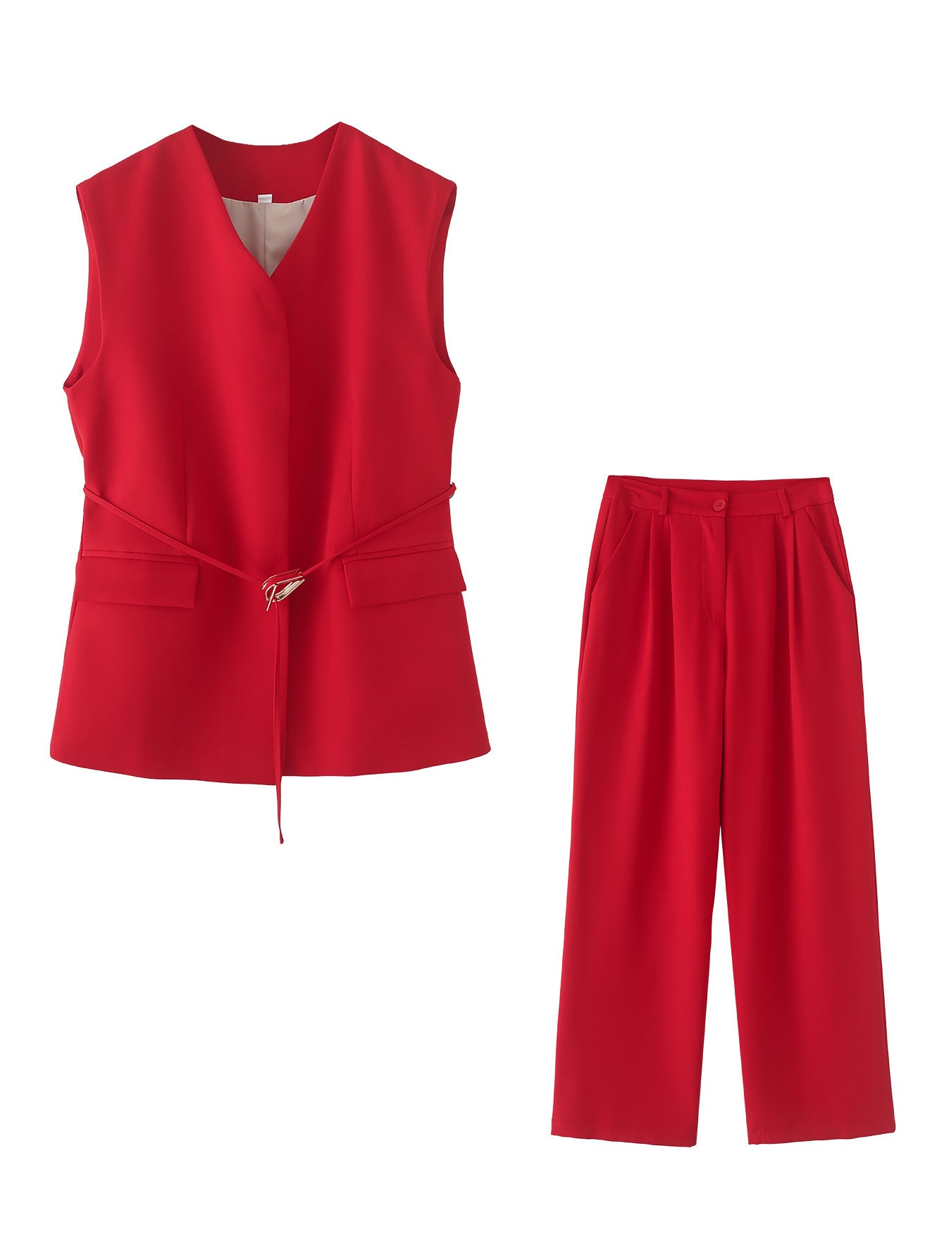 Damen elegantes Blazer- und Hosen-Ensemble mit modernem Gürtel Selmira