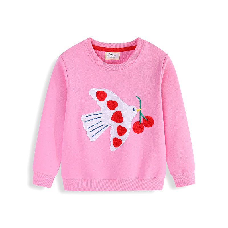 Mädchen Sweatshirt mit lievollem Herz und Vogelmotiv