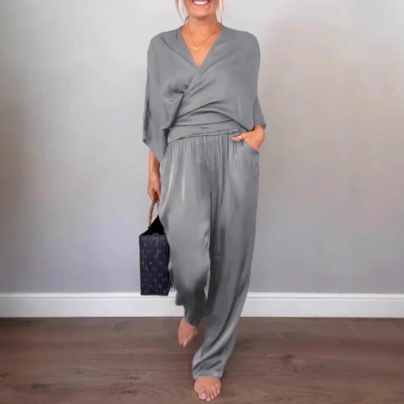 Damen elegantes und bequemes Satin-Hosenanzug Selmira