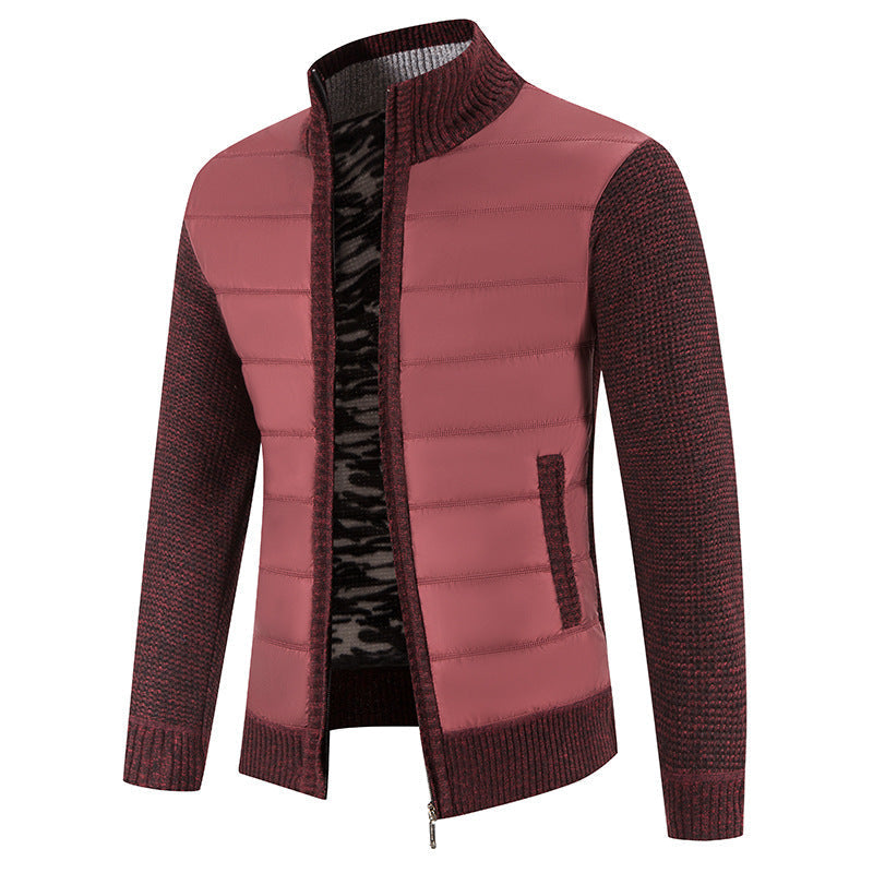 Herren nan Hybrid-Strick-Steppjacke mit wattierter Front, ergonomischen Strickärmeln und hohem Stehkragen
