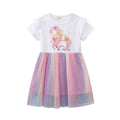 Mädchen Tüllkleid mit Einhorn-Applikation und buntem Glitzertüll