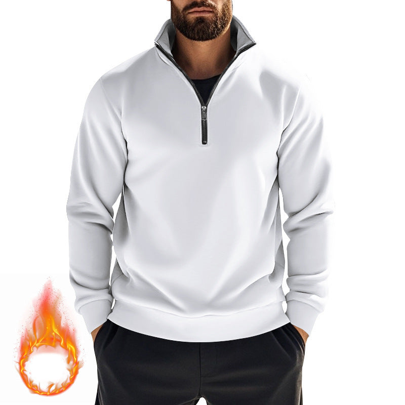 Herren nan halbhoher Reißverschluss-Sweatpullover mit Stehkragen weichem Fleecefutter und elastischen Bündchen