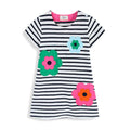 Mädchen T-Shirt Kleid mit bunten Blumenapplikationen