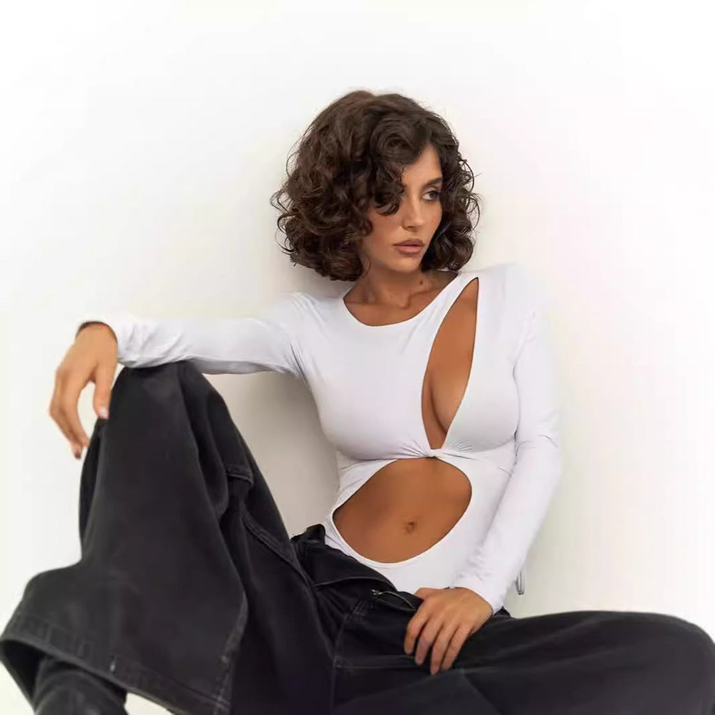 Damen Einteiliger Badeanzug mit innovativem Cut-Out und langem Arm Selmira