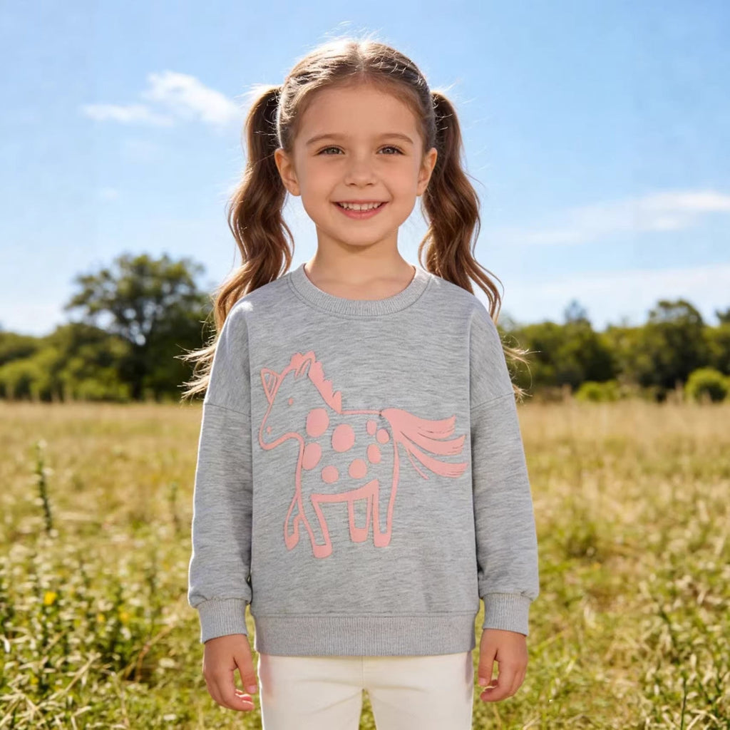 Mädchen Sweatshirt mit verspieltem Pferde-Design