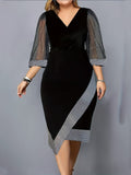 Damen Elegantes Cocktailkleid mit transparenten Puffärmeln und asymmetrischem Saum Selmira
