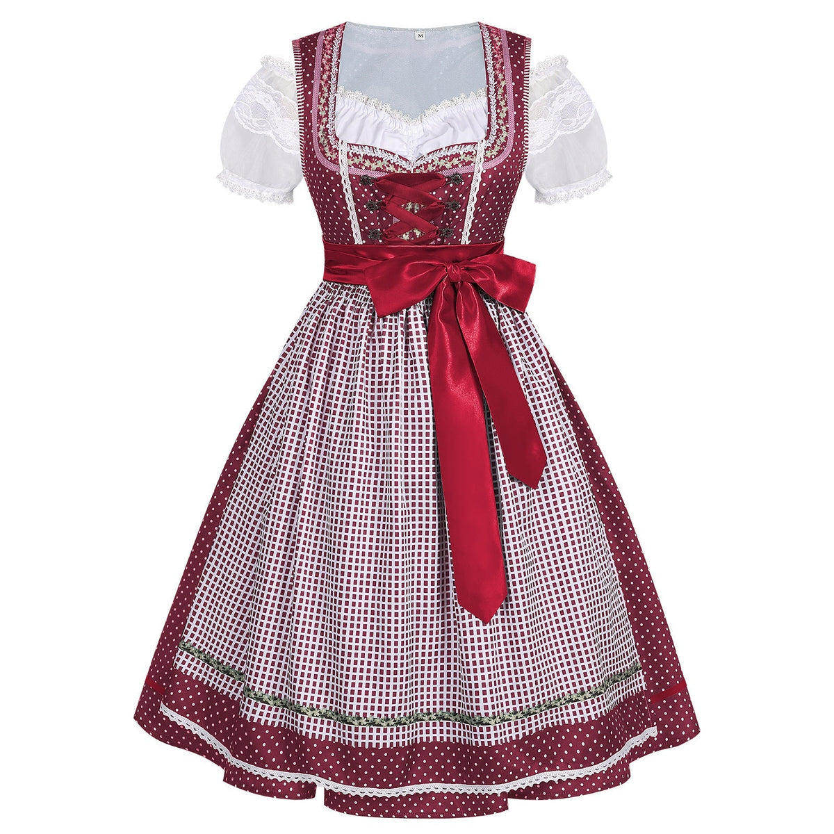 Damen nan traditionelles Dirndlkleid mit Schnürung und abnehmbarer Schürze