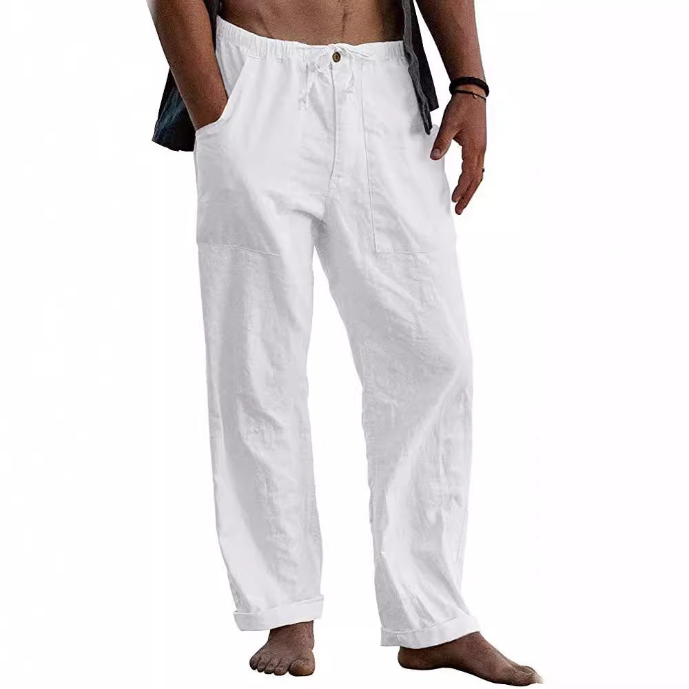 Herren nan leichte Leinenhose mit elastischem Bund und geradem Schnitt