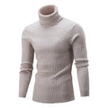 Herren nan gerippter Rollkragenpullover mit Zopfmuster und körpernaher Slim-Fit-Silhouette