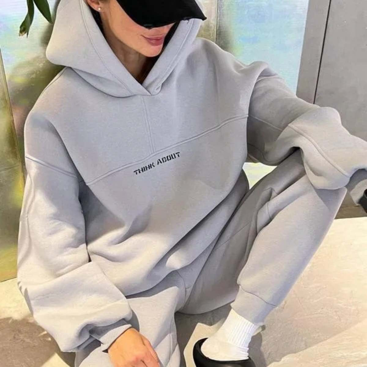 Unisex nan oversized Kapuzenpullover und taillenhohe Jogginghose Set
