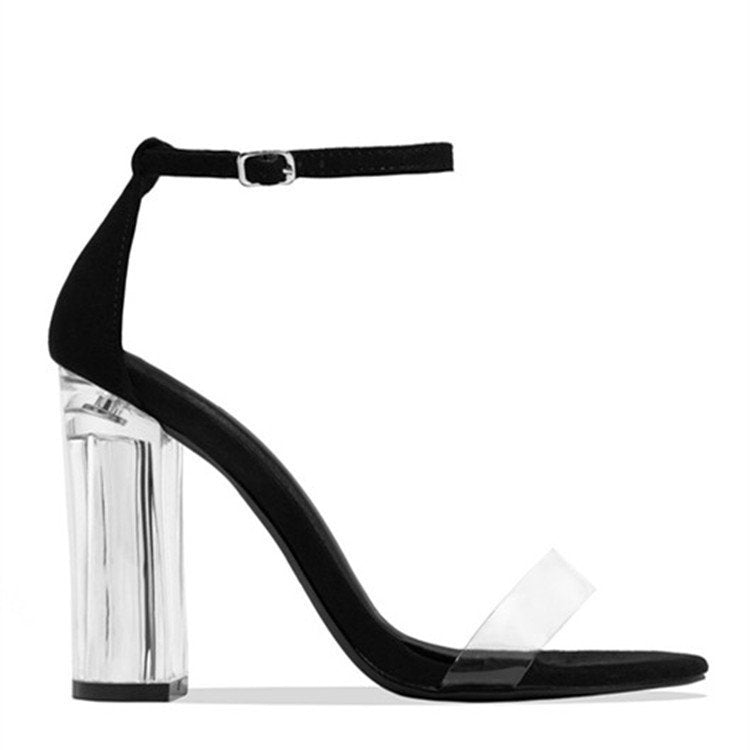 Damen elegante High Heel Sandalen mit transparentem Blockabsatz Selmira