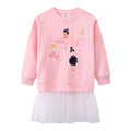 Mädchen Sweatshirt mit Tüllrock und bunten Ballerina-Applikationen