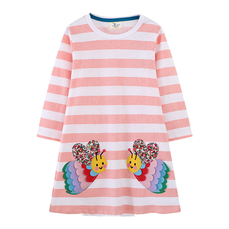 Mädchen Langarmkleid mit buntem Schmetterlingsdesign