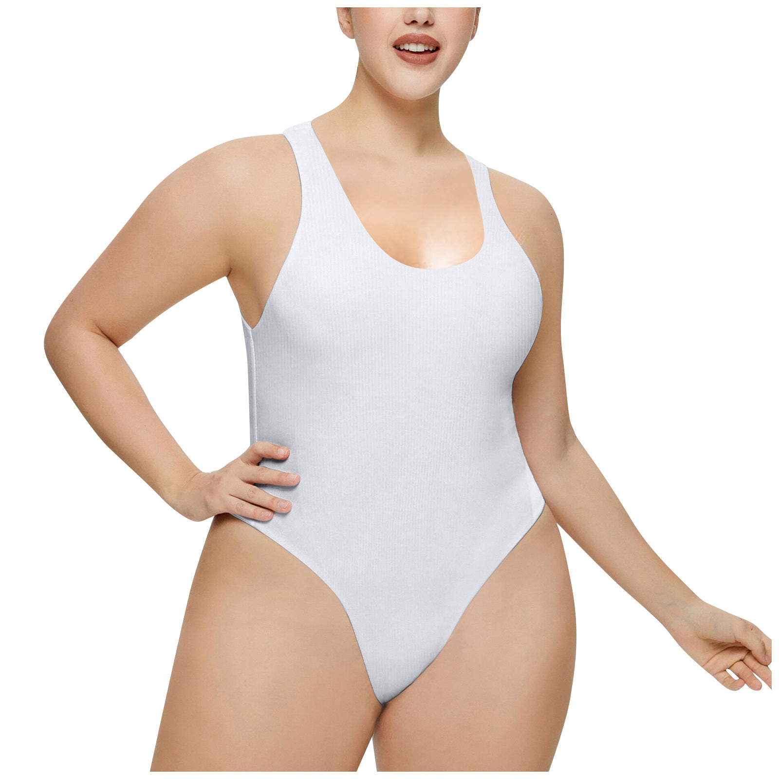 Damen Hochgeschnittenes Rib-Badeanzug Selmira