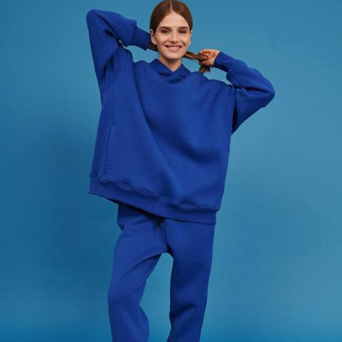 Damen nan oversized Kapuzen-Loungewear-Set mit extragroßer Kapuze und taillierter Jogginghose