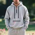Herren nan technischer Freizeit-Hoodie mit kurzem mittigem Reißverschluss, Reißverschluss-Kängurutasche und Ärmeltasche