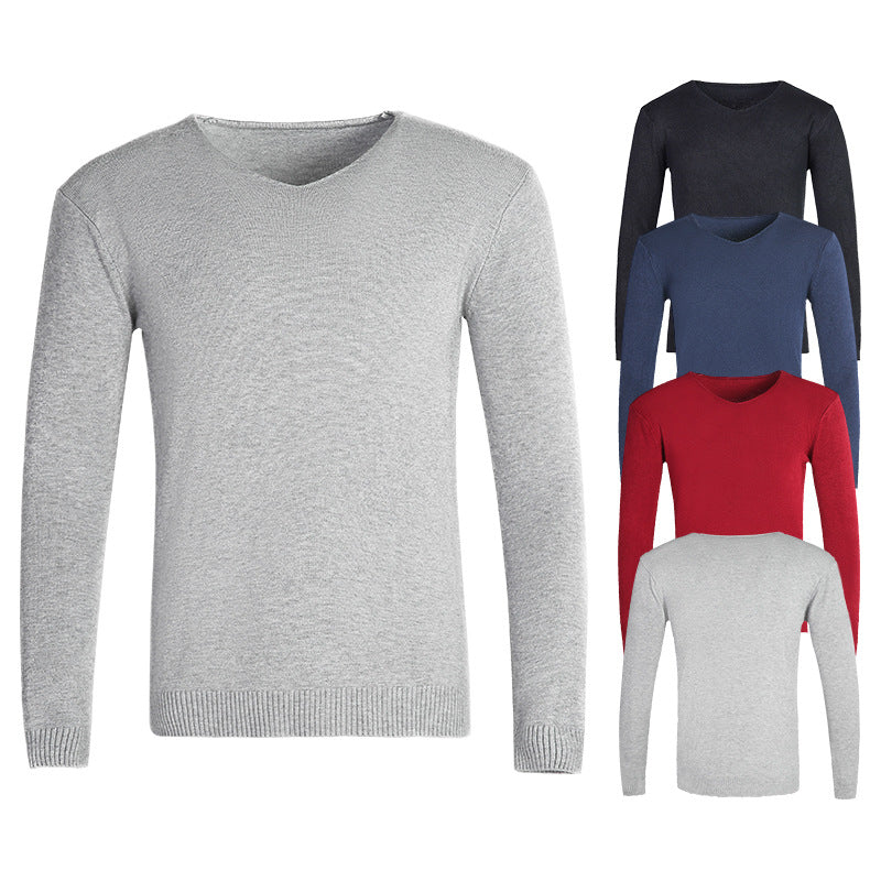 Herren nan feiner V-Ausschnitt-Pullover aus Baumwoll-Merino-Mix mit schmaler Silhouette