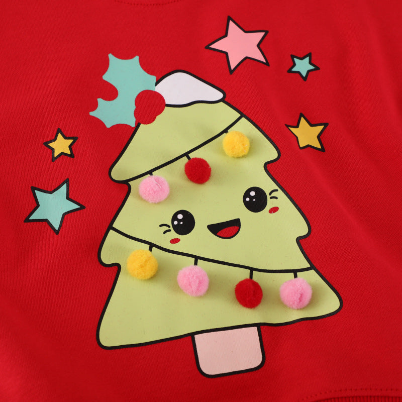Mädchen Sweater mit festlichem Weihnachtsbaum-Motiv