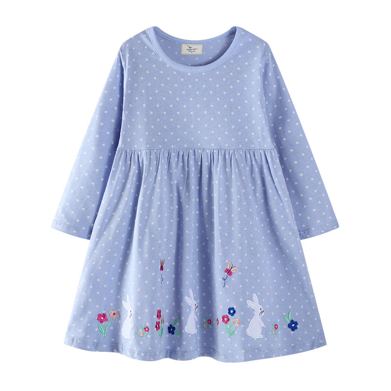 Mädchen Baumwollkleid mit niedlichem Hasenmotiv