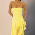 Damen Cocktailkleid mit asymmetrischem Saum und modischen Rüschendetails Selmira