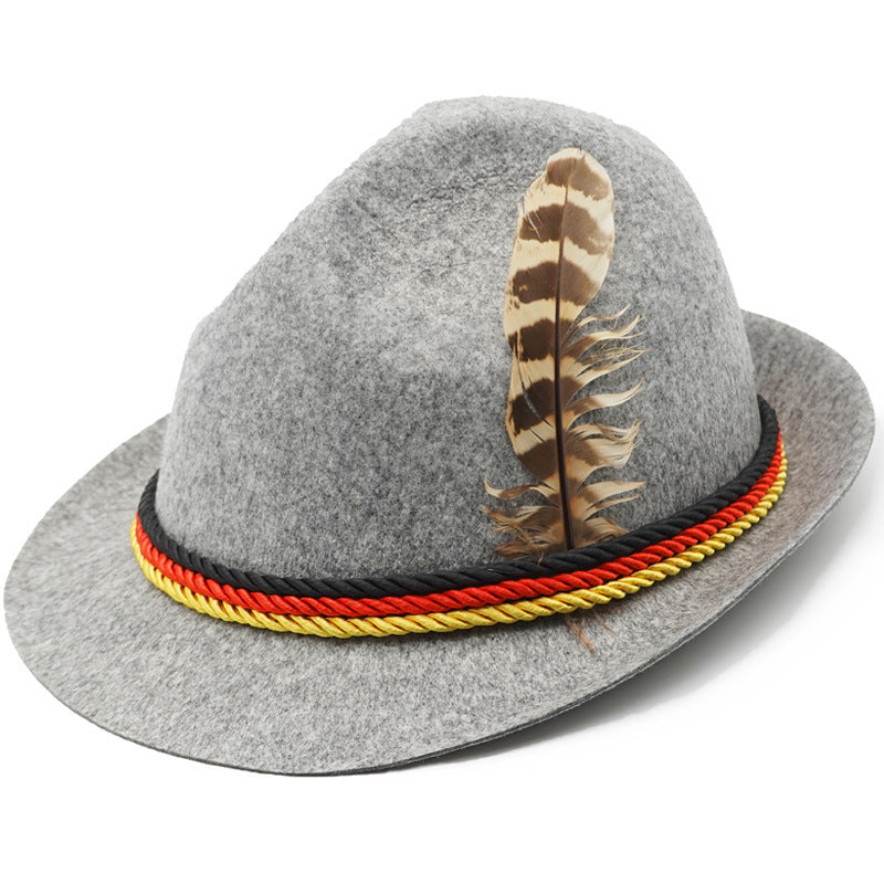 Herren nan traditioneller Trachten Filzhut mit Feder und Zierkordel