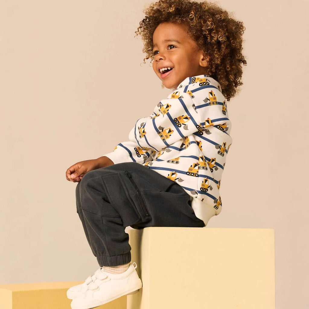 Kinder Sweatshirt mit lustigem Baustellenmuster