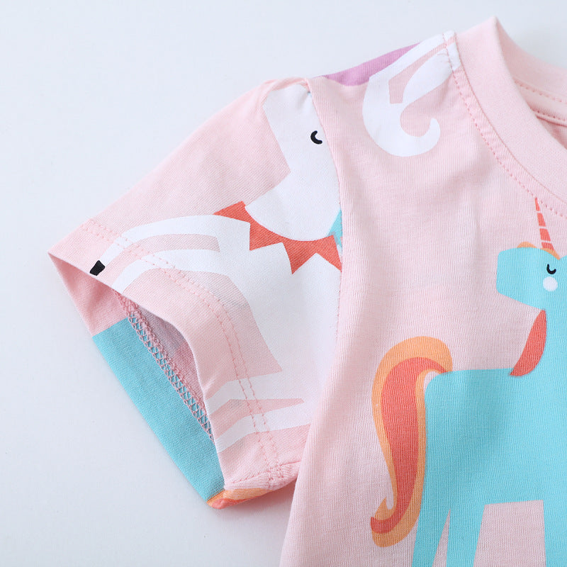 Mädchen T-Shirt mit buntem Einhorn-Design