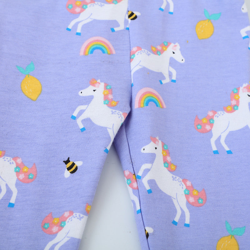 Mädchen Leggings mit fröhlichem Einhorn- und Obstmotiv
