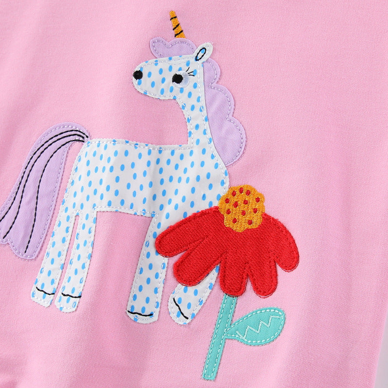 Mädchen Sweatshirt mit niedlichem Einhorn- und Blumen-Design