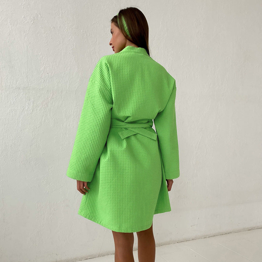 Damen Bademantel aus hochwertigem Baumwollmix mit Gürtel und praktischen Taschen Selmira