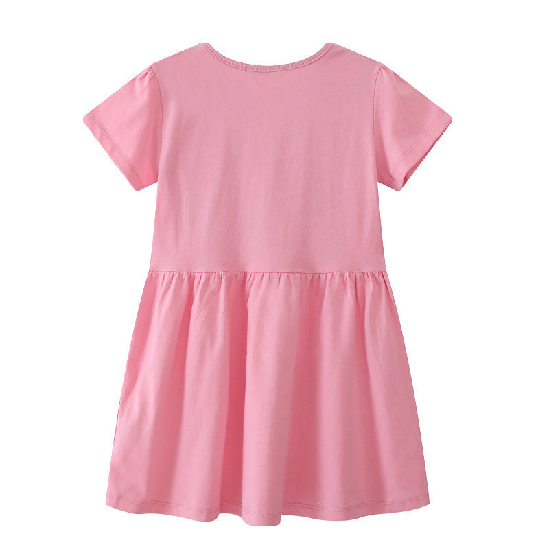 Mädchen Baumwollkleid mit bunten Tierapplikationen