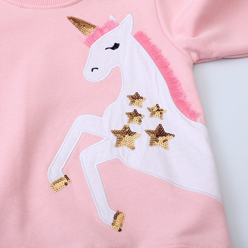 Mädchen Sweatshirt mit glitzerndem Einhornmotiv