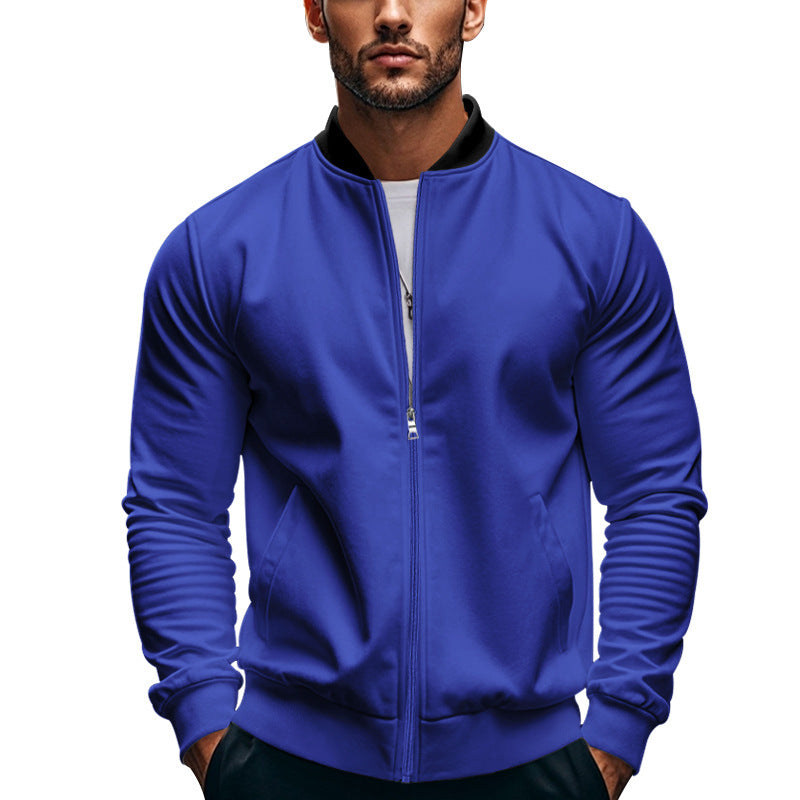Herren nan schmale Zip-Bomberjacke aus weichem Sweat mit Stehkragen und seitlichen Eingrifftaschen