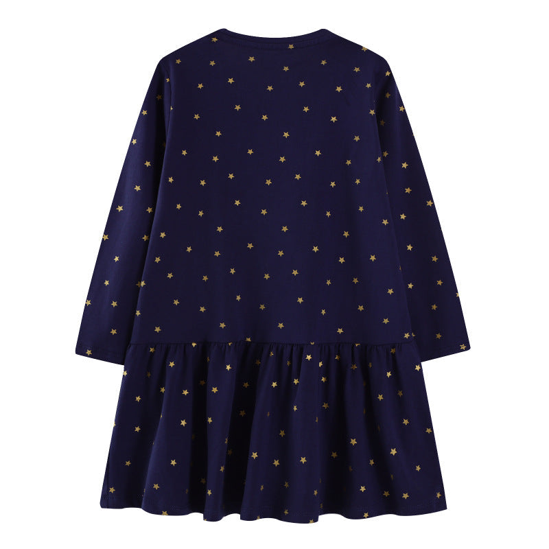 Mädchen Langarmkleid mit zauberhaftem Einhorn-Applikationsdesign