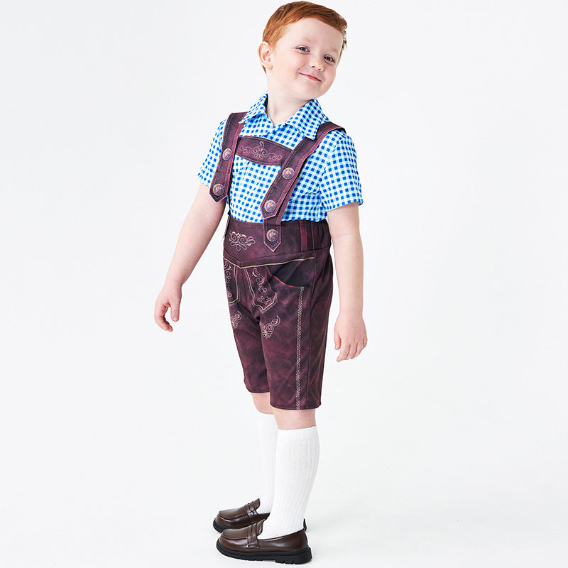 Herren nan kurze Trachtenlederhose mit verstellbaren Trägern und traditioneller Stickerei
