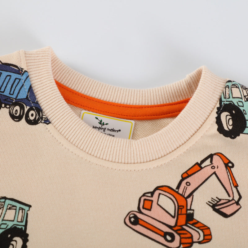 Unisex Sweatshirt mit bunten Baustellenfahrzeugen