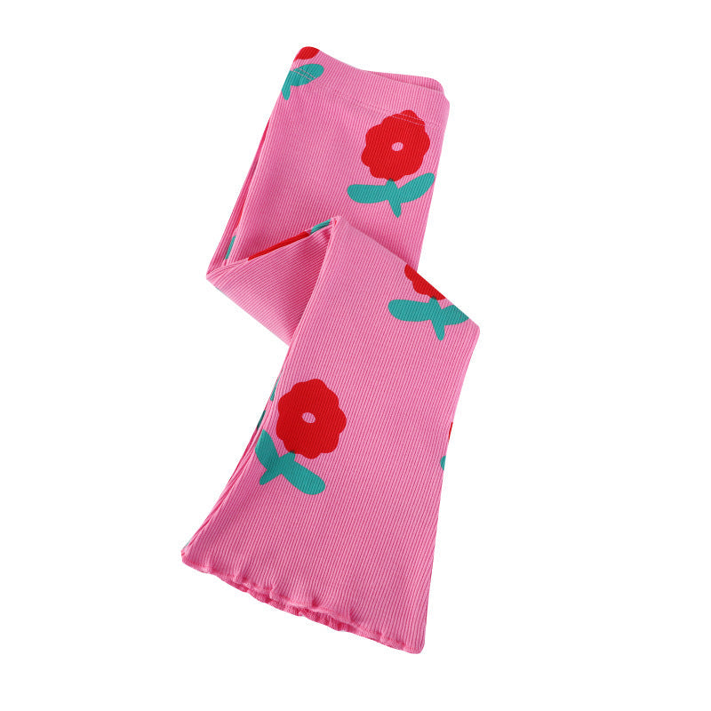 Mädchen Schlagleggings mit fröhlichem Blumenmuster
