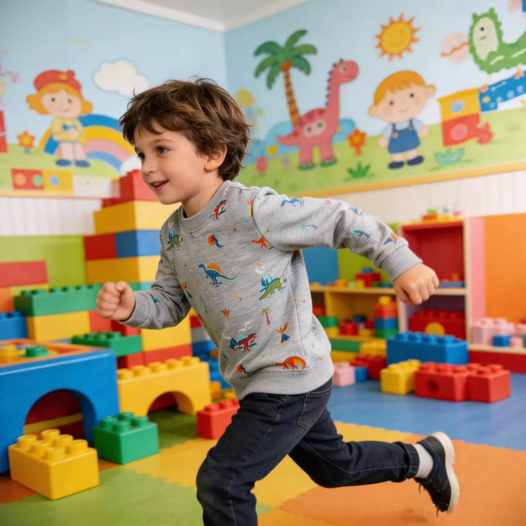 Kinder Sweatshirt mit buntem Dinosaurier-Motiv